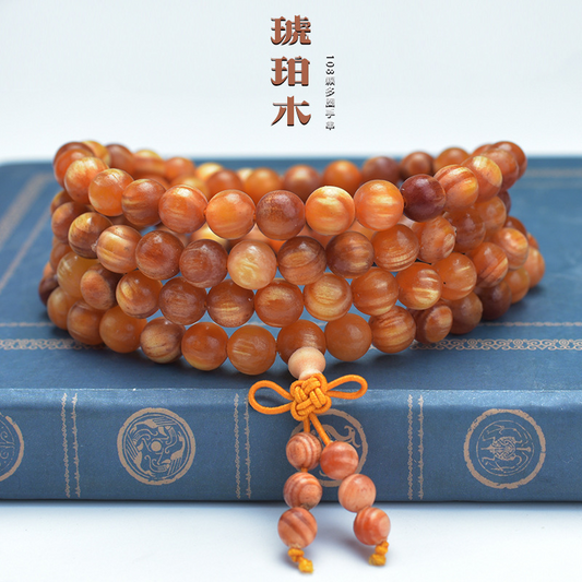 Imperial Blood Dragon Wood 108 Mala 8mm | Full Red Transparency Buddhist Meditation Bracelet