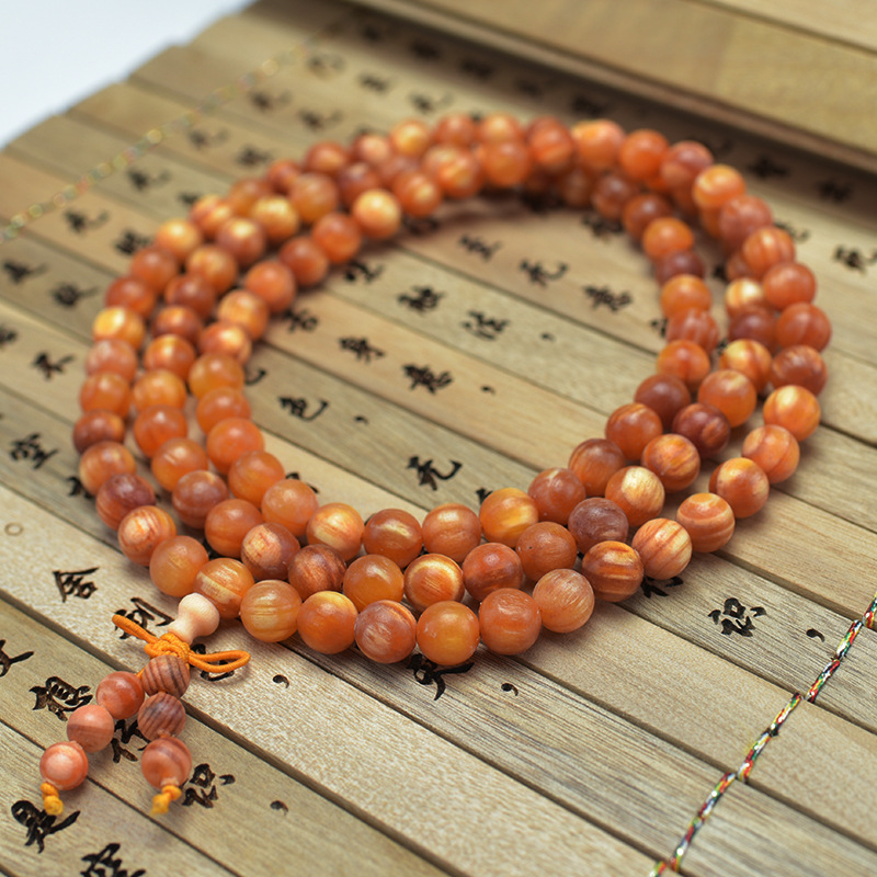 Imperial Blood Dragon Wood 108 Mala 8mm | Full Red Transparency Buddhist Meditation Bracelet