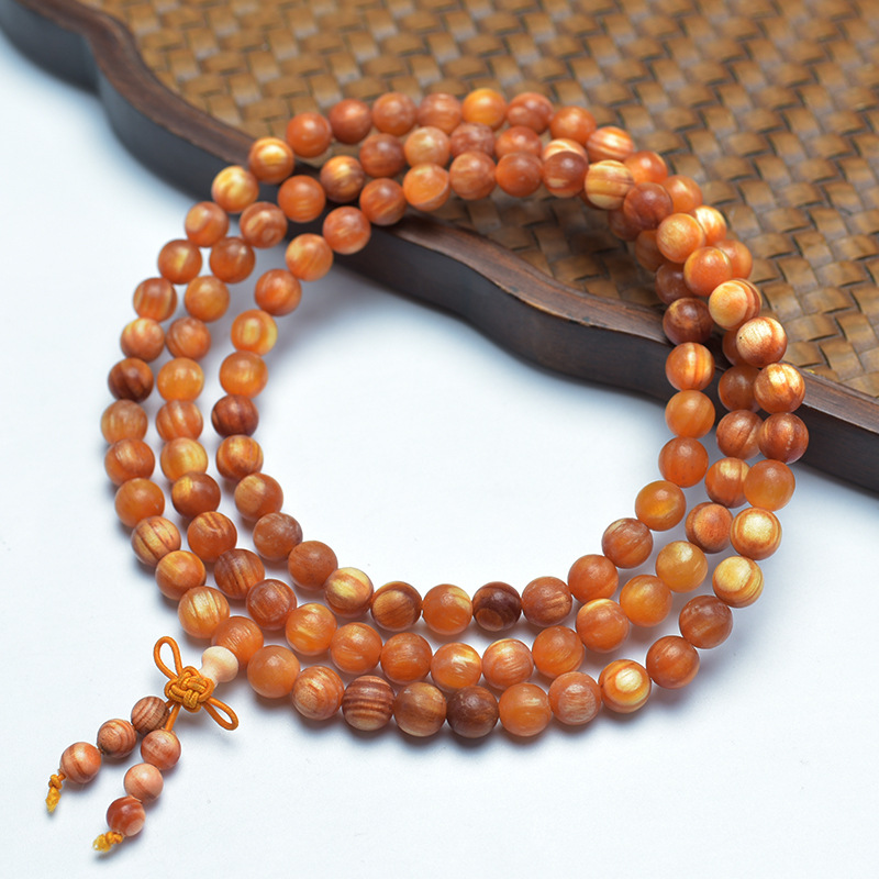 Imperial Blood Dragon Wood 108 Mala 8mm | Full Red Transparency Buddhist Meditation Bracelet