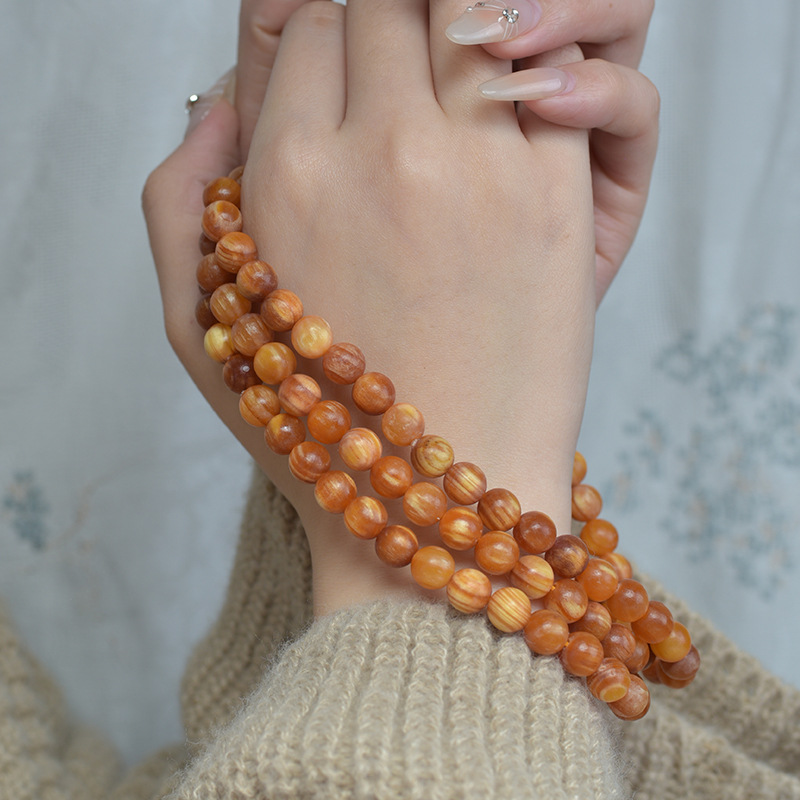 Imperial Blood Dragon Wood 108 Mala 8mm | Full Red Transparency Buddhist Meditation Bracelet